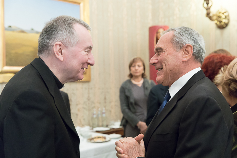 Il Presidente del Senato, Pietro Grasso, incontra il Segretario di Stato di Sua Santità, S. Em. Rev.ma Card. Pietro Parolin, a Palazzo Giustiniani.