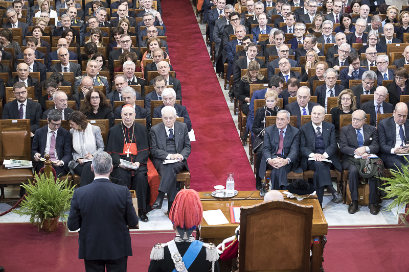 Il Presidente Grasso segue l'intervento di Giovanni Legnini, Vice Presidente del Consiglio Superiore della Magistratura.
